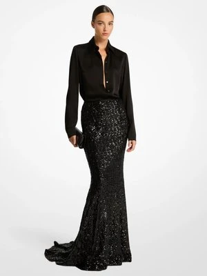 Spódnica typu fishtail z cekinami z elastycznym stretchem MICHAEL KORS COLLECTION
