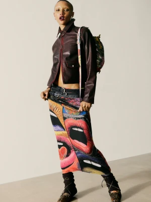 SPÓDNICA WZORZYSTA USTA Desigual