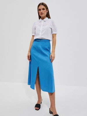 Spódnica z dodatkiem lnu lazurowa Moodo