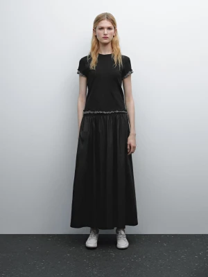 Spódnica Z Elastycznej Tkaniny Technicznej - Czarny - - Massimo Dutti - Kobieta