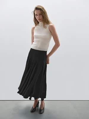 Spódnica Z Falbaną − Studio - Czekoladowy - - Massimo Dutti - Kobieta