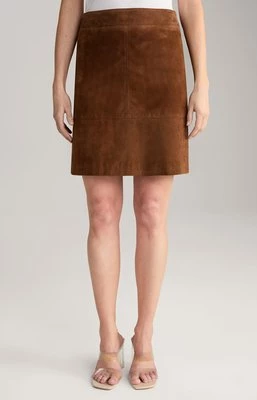 Spódnica z koziej skóry welurowej w kolorze brązowym Joop