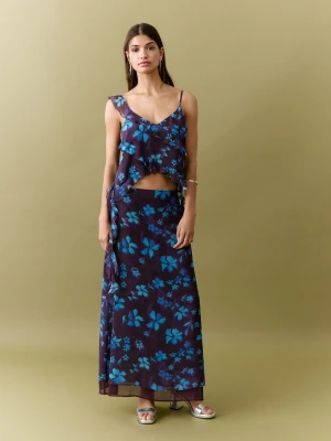 Spódnica z kwiatowym nadrukiem purpurowy - Dziewczyna - - MANGO TEEN