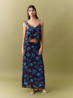 Spódnica z kwiatowym nadrukiem purpurowy - Dziewczyna - - MANGO TEEN