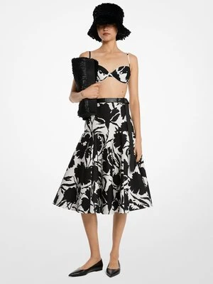 Spódnica z opuszczonym stanem z żakardowej bawełny i jedwabiu chiné w kwiatowy wzór MICHAEL KORS COLLECTION