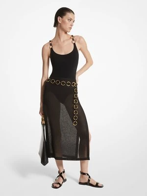 Spódnica z rozcięciami z lnianej gazy MICHAEL KORS COLLECTION