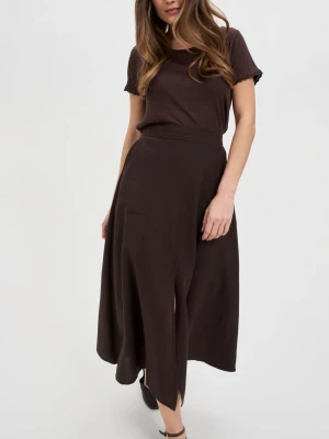 Spódnica z rozcięciem brązowa Moodo