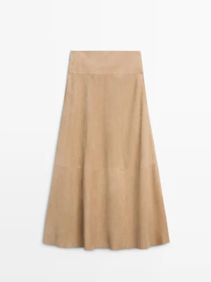 Zdjęcie produktu Spódnica Z Zamszowej Skóry - Piaskowy - - Massimo Dutti - Kobieta