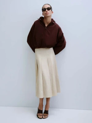 Spódnica ze sztucznej skóry z godetami kremowy / écru - Kobieta - - MANGO