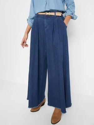 Spódnico-spodnie jeansowe, wide leg, z wygodnym pasem bonprix