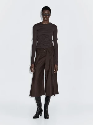 Spódnicospodenki Z Paskiem - Brązowy - - Massimo Dutti - Kobieta