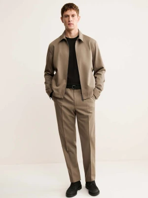 Spodnie 100% wełna dziewicza regular fit karmelowy brąz - Mężczyzna - - MANGO MAN