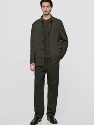 Spodnie 100% Wełna Total Look − Limited Edition - Zielony - Massimo Dutti - Male