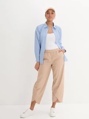 Spodnie 3/4 z przewiewnej mieszanki lnu bonprix