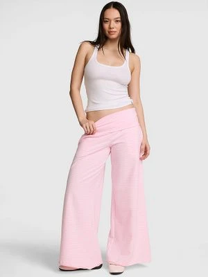 Spodnie All-Day Cotton z wywijanym pasem i szeroką nogawką Victoria's Secret