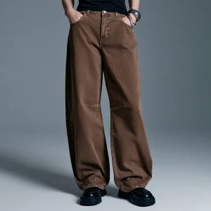 Spodnie baggy low waist brązowe House