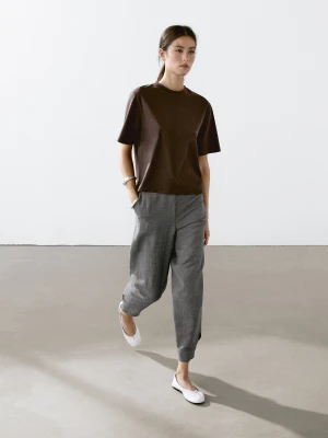 Spodnie Balloon Fit Z Guzikami - Antracytowy - - Massimo Dutti - Kobieta
