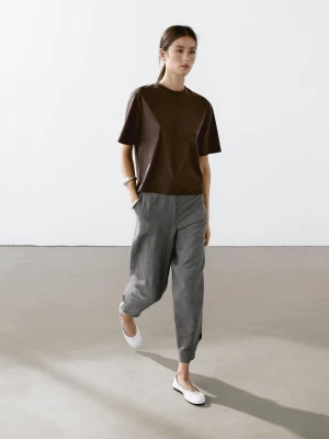 Spodnie Balloon Fit Z Guzikami - Antracytowy - - Massimo Dutti - Kobieta