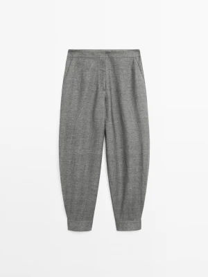 Spodnie Balloon Fit Z Guzikami - Antracytowy - - Massimo Dutti - Kobieta