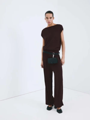 Spodnie balloon z dzianiny winny - Kobieta - - MANGO