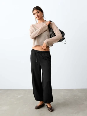 Spodnie balloon z satyny czarny - Dziewczyna - - MANGO TEEN