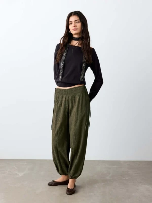 Spodnie balloon z wiązaniami khaki - Dziewczyna - - MANGO TEEN