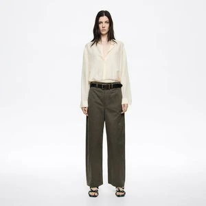 Spodnie barrel bawełna ciemny khaki BIMBA Y LOLA