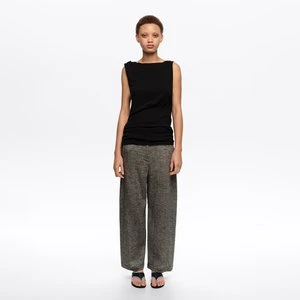 Spodnie barrel bawełna len szare BIMBA Y LOLA