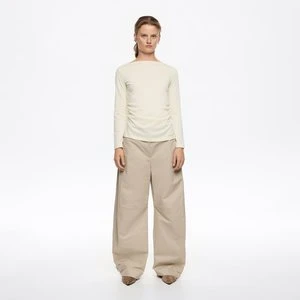 Spodnie barrel dopasowane beżowo-szare BIMBA Y LOLA