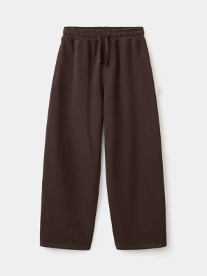 Spodnie barrel fit z bawełny czekoladowy - Dzieci - - MANGO KIDS