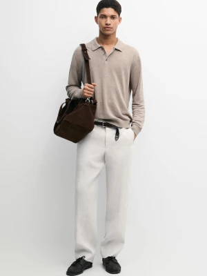 Spodnie Barrel Fit Z Lnu O Kroju Tailoring - Lodowy - - Massimo Dutti - Mężczyzna
