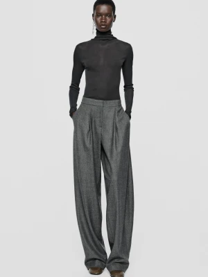 Spodnie Barrel Fit Z Zakładkami – Limited Edition - Szary - Massimo Dutti - Female