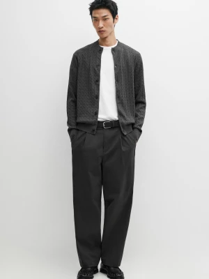 Spodnie Barrel Fit Z Zakładkami - Szary - Massimo Dutti - Male