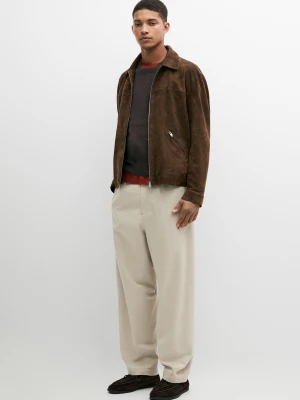 Spodnie Barrel Fit Z Zaszewkami - Beżowy - Massimo Dutti - Male