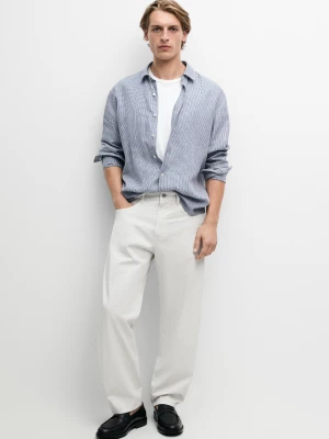 Spodnie Barrel Z Popeliny W Stylu Jeansowym - Popielaty - Massimo Dutti - Male