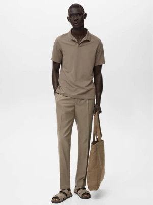 Spodnie baweÅ‚niane o fasonie tapered cropped brÄ…zowy - MÄ™Å¼czyzna - - MANGO MAN