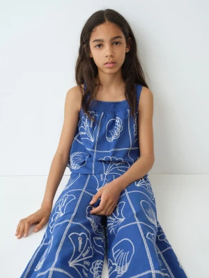 Spodnie bawełniane haftowane electric blue - Dzieci - lata - MANGO KIDS