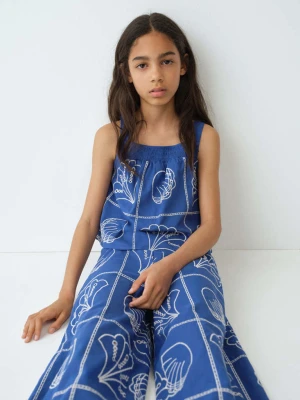 Spodnie bawełniane haftowane electric blue - Dzieci - lata - MANGO KIDS