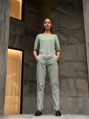 Spodnie bawełniane oliwkowe Moodo