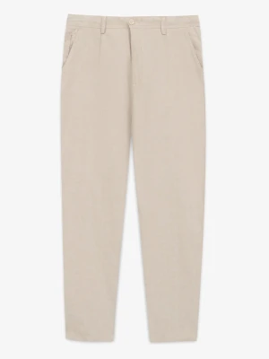 SPODNIE BLANDAN 240 BEŻOWE Z LNEM Recman