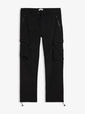Spodnie bojówki, regular fit, z dużą ilością stretchu, straight BonPrix czarny