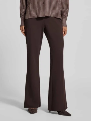 Spodnie bootcut z wysokim stanem z zapięciem na guzik i zamek błyskawiczny Michael Kors Czekoladowy