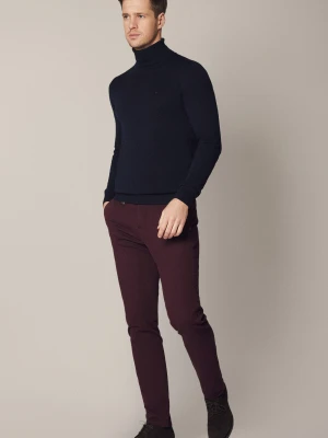 Spodnie Bordowe Chino z Bawełną Monaco Lancerto