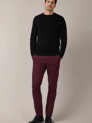 Spodnie Bordowe Chino z Elastycznym Pasem z Bawełną Mikkeli Lancerto