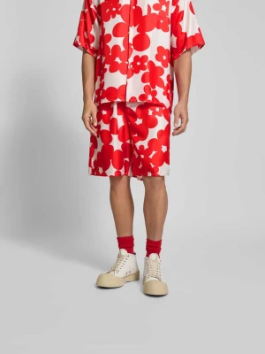Spodnie capri o kroju relaxed fit z bawełny Marni Czerwony