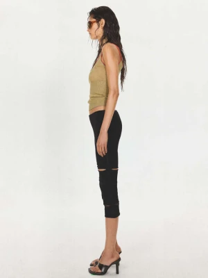 Spodnie capri z wycięciami czarny - Kobieta - - MANGO