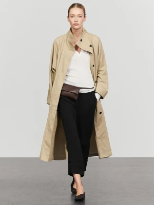 Spodnie Capri Z Wywiniętymi Nogawkami - Czarny - Massimo Dutti - Female