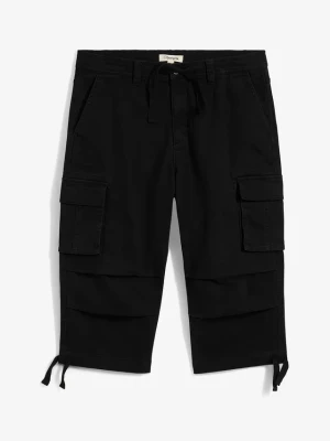 Spodnie cargo 3 / 4 ze stretchem, loose fit, bardzo szerokie BonPrix czarny