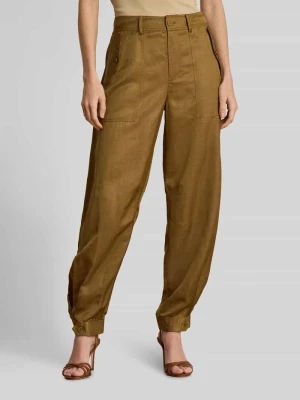 Spodnie cargo o kroju relaxed tapered z mieszanki wiskozy i lnu Lauren Ralph Lauren Camel