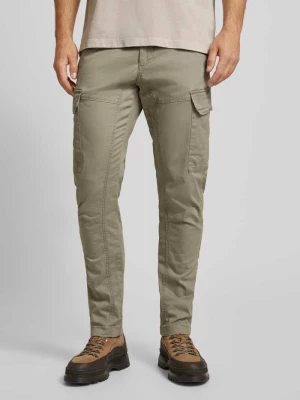 Spodnie cargo o kroju slim fit z wpuszczanymi kieszeniami camel active